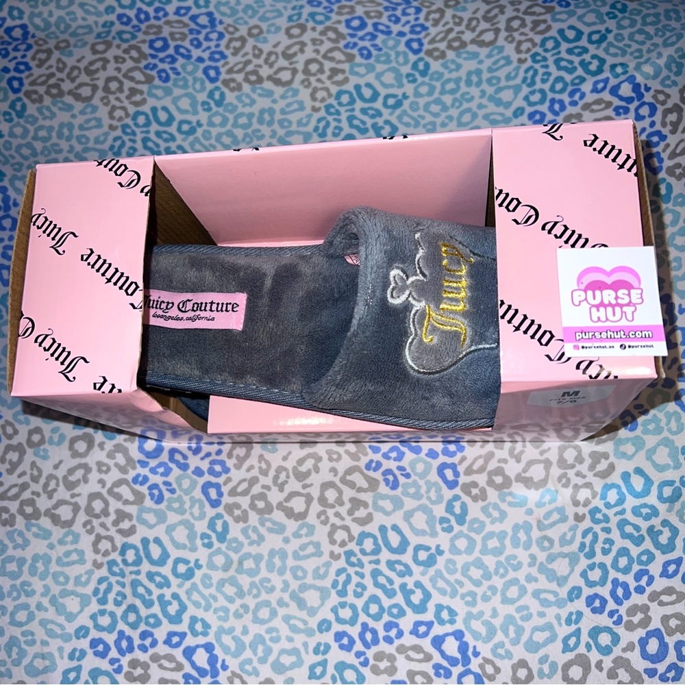 New Velour Grey Juicy Couture Slippers - Medium Size 7/8